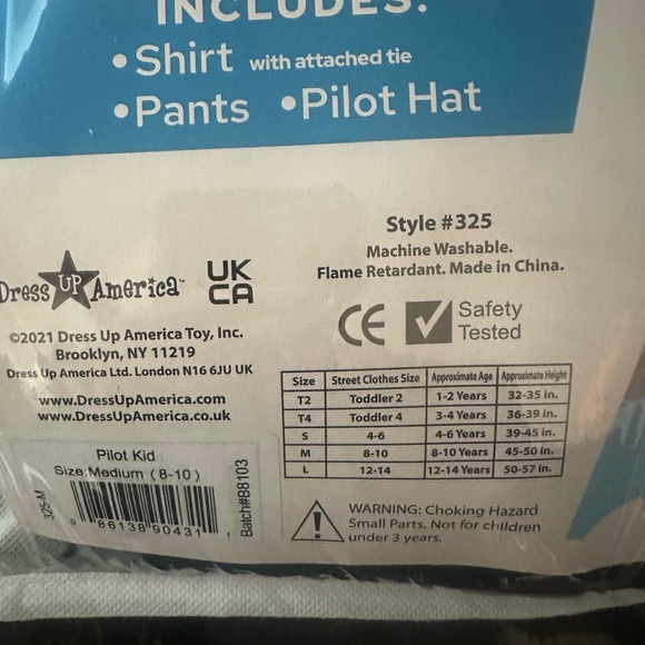 Dress Up America Pilot Costume for Kids - White and Black - Picture 2 of 3